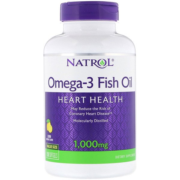 Natrol, オメガ-3 フィッシュオイル、ナチュラルレモンフレーバー、1,000 mg、ソフトジェル 150粒