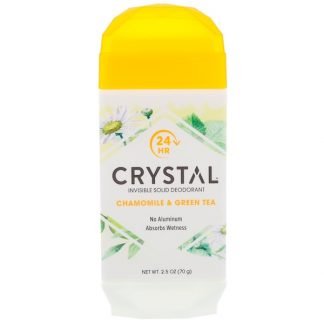 Crystal Body Deodorant, インビジブルソリッドデオドラント、カモミール＆グリーンティー、2.5オンス（70g）