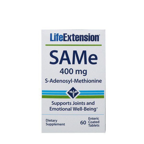 Life Extension, SAMe、S-アデノシル-メチオニン、400 mg、腸溶性コーティングタブレット60粒