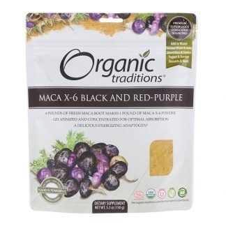 Organic Traditions, マカ X-6 ブラック & レッドパープル、150g（5.3 oz）