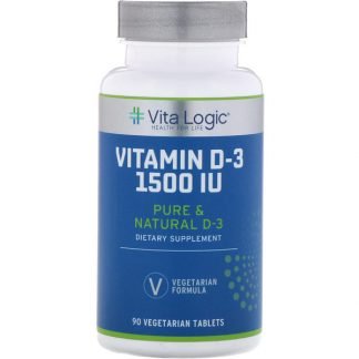 Vita Logic, ビタミンD-3、1,500 IU、植物性錠剤90錠