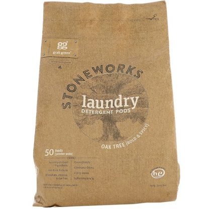 Grab Green, Stoneworks、ランドリーディタージェントポッド（洗濯洗剤）、オーク、50回量、1.65 lbs (750 g)