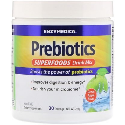 Enzymedica, プレバイオティクススーパーフードドリンクミックス、グリーンアップルフレーバー、210 g