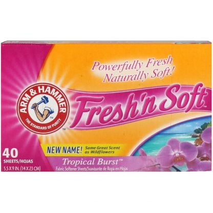 Arm & Hammer, Fresh ’n Softシート型柔軟剤、トロピカルバースト、40枚