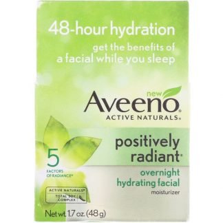 Aveeno, アクティブナチュラルズ、ポジティブな輝き、オーバーナイトハイドレーティングフェイシャルモイスチャライザー、1.7オンス (48 g)