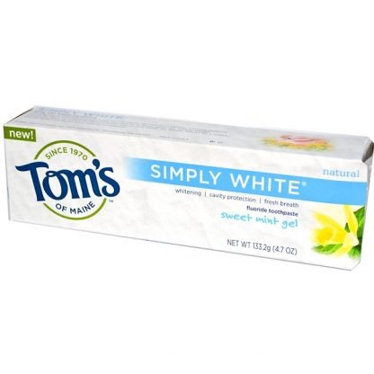 Tom's of Maine, シンプリーホワイト®, フッ素入り歯磨き粉, スイートミントジェル, 4.7 オンス (133.2 g)