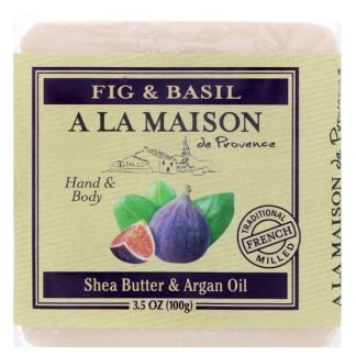 A La Maison de Provence, ハンド＆ボディ・バーソープ（固形石けん）、イチジク＆バジル、3.5オンス (100 g)