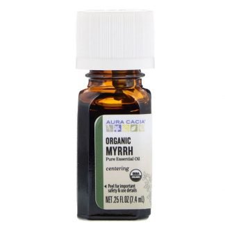 Aura Cacia, Pure Essential Oil, Organic Myrrh, .25 fl oz (7.4 ml)