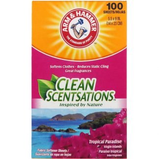Arm & Hammer, Clean Scentsations、シート型柔軟剤、トロピカルパラダイス、100枚