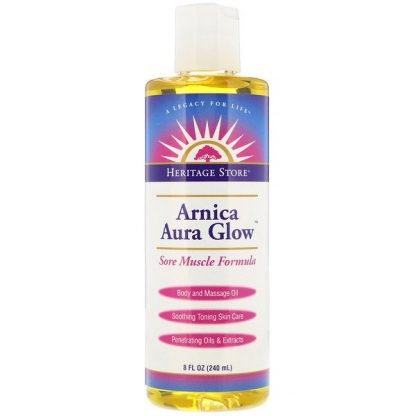 Heritage Store, アルニカ グロー、ボディー・マッサージ オイル、筋肉痛用フォーミュラ、8 fl oz (240 ml)