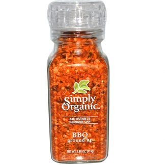 Simply Organic, 調節可能なグラインダーキャップ付き、バーベキュー・グラウンドアップ、3.88 oz (110 g)