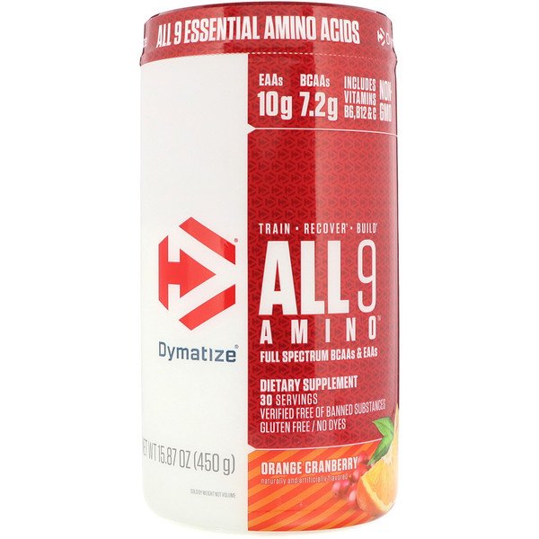 Dymatize Nutrition, オール9アミノ、オレンジクランベリー、15.87 oz (450 g)
