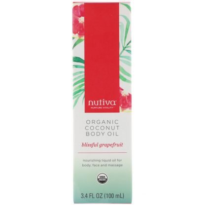 Nutiva, オーガニックココナッツオイル、至福のグレープフルーツ、3.4 fl oz (100 ml)