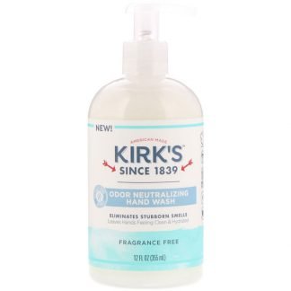 Kirk's, Odor Neutralizing Hand Wash, Fragrance Free, 12 fl oz (355 ml)
