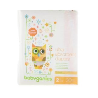BabyGanics, 超吸水性おむつ、サイズ2、5~8kg（12-18 lbs）、おむつ30枚