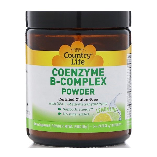 Country Life, コエンザイムBコンプレックスパウダー、レモンライム、1.95 oz (55 g)