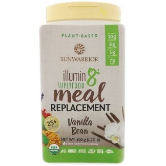 Sunwarrior, Illumin8、植物由来オーガニックスーパーフード・ミールリプレースメント（食事代替品）、バニラビーンズ、1.76 lb (800 g) (Discontinued Item)