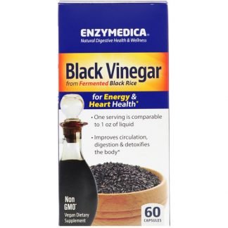 Enzymedica, 黒酢、60カプセル