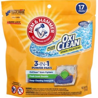 Arm & Hammer, プラス・オキシクリーン、3-イン-1パワーパック洗濯洗剤、新鮮な香り、17パック