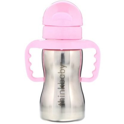 Think, シンクアベビー、シンクスター・スチールボトル、ピンク、ストローボトル1本、9 oz (260 ml)