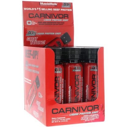 MuscleMeds, カーニバー、液体プロテインショット、フルーツパンチ、12パック、各4 fl oz (118 ml)