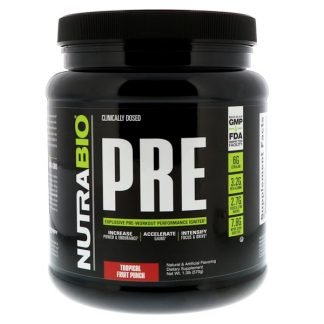NutraBio Labs, プレワークアウト、トロピカルフルーツポンチ、1.3ポンド (570 g) (Discontinued Item)