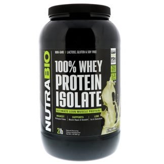 NutraBio Labs, 100 % Whey Protein Isolate, Alpine Vanilla, 2 lbs (907 g)