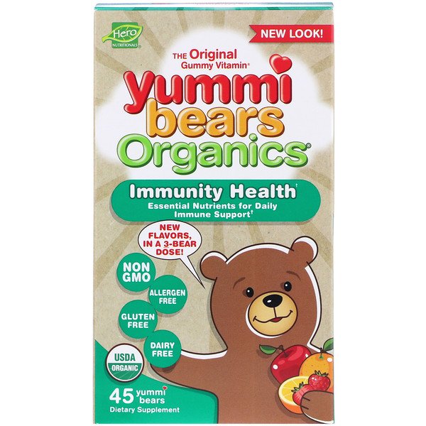 Hero Nutritional Products, Yummi Bears Organics, Immunity Health, 45 Yummi Bears