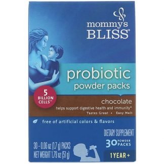 Mommy's Bliss, プロバイオティックパウダーパック、チョコレート、1歳から、パウダーパック30袋、各0.06 oz (1.7 g)