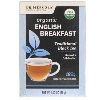Dr. Mercola, オーガニック・イングリッシュブレックファスト、伝統的な紅茶、ティーバッグ18袋、1.27 oz (36 g)