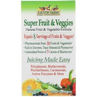 Country Farms, スーパーフルーツ&ベジタブル、ナチュラルフルーツ&ベジタブルフォーミュラ、カプセル60錠