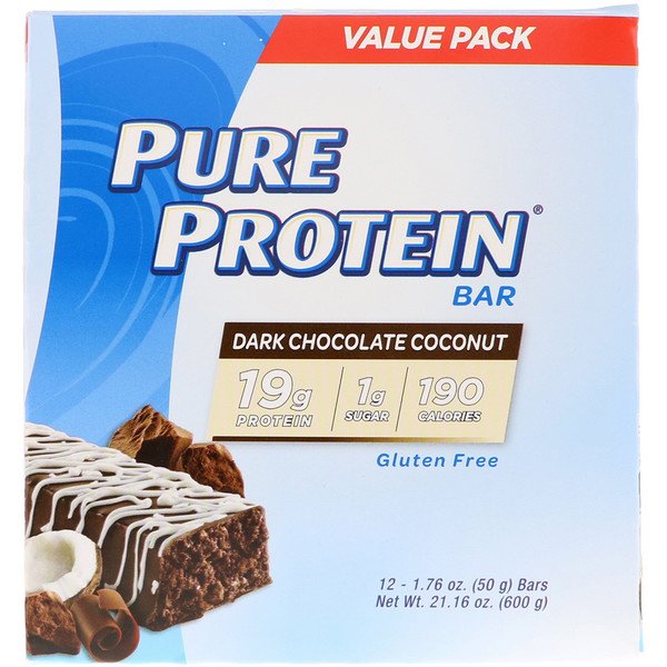 Pure Protein, ダークチョコレート ココナッツバー, 12本, 各50g(1.76 oz)