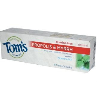 Tom's of Maine, フッ化物無添加 プロポリス&ミルラ歯磨き粉、ペパーミント、5.5 oz (155.9 g)