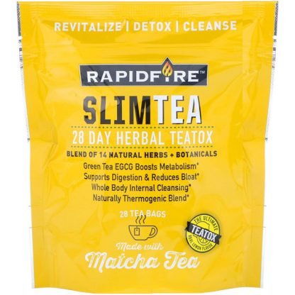 RAPIDFIRE, スリムティー、28日ハーブティートックス、抹茶、リアルレモンフレーバー、28ティーバッグ