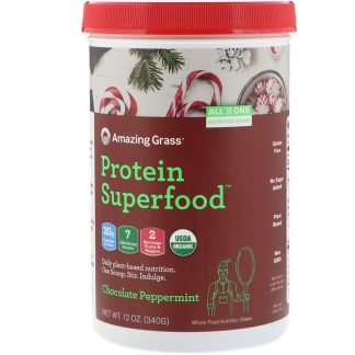 Amazing Grass, プロテインスーパーフード、ホリデーチョコレートペパーミント、12 oz (340 g)