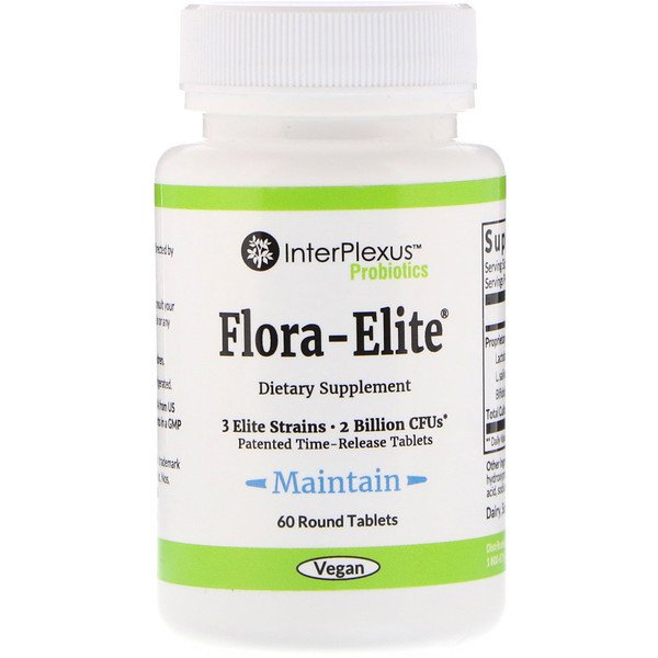 InterPlexus , Flora-Elite, 2 billion CFU's, 60 Round Tablets