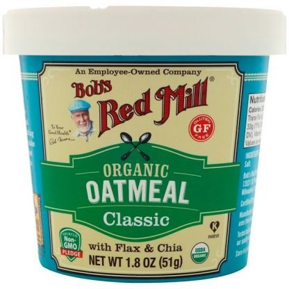 Bob's Red Mill, オーガニックオートミールカップ、クラシック・フラックス&チア、1.8 oz (51 g)