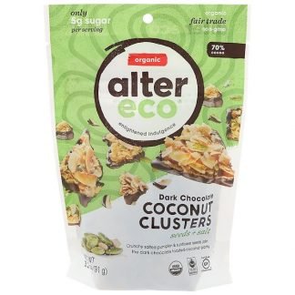 Alter Eco, ダークチョコレートココナッツクラスター、シード+ソルト、3.2 oz (91 g)