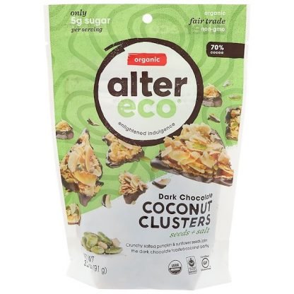 Alter Eco, ダークチョコレートココナッツクラスター、シード+ソルト、3.2 oz (91 g)