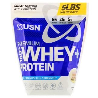 USN, プレミアム100%ホエイ + プロテイン、バースデーケーキ、5ポンド (2.27 kg)