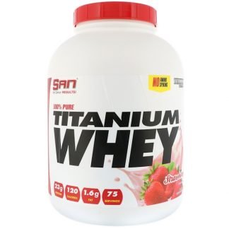 SAN Nutrition, 100%ピュアチタンホエイ、ストロベリー風味、2273g（5 lb）