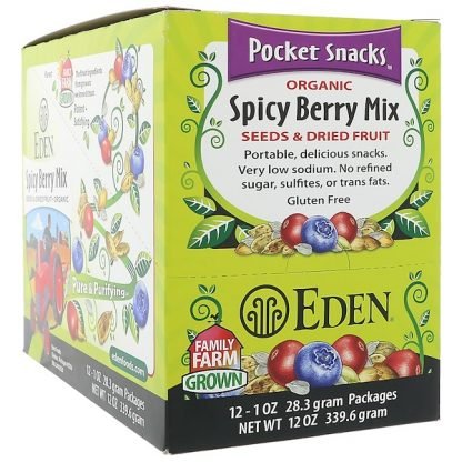Eden Foods, オーガニック、ポケットスナック、スパイシーベリーミックス、12袋、各1 oz (28.3 g)