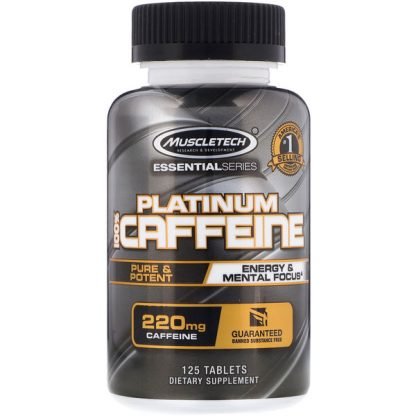 Muscletech, Essential Series, Platinum 100% Caffeine, 200 mg, 125 Tablets