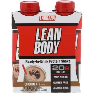 Labrada Nutrition, リーンボディ、すぐに飲めるプロテインシェイク、チョコレート、4本、各8.45液量オンス（250ml）
