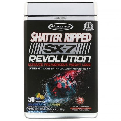 Muscletech, Shatter Ripped SX-7 Revolution Ultimate Pre-Workout/ Weight Loss, Blueberry Lemonade, 10.02 oz (284 g)
