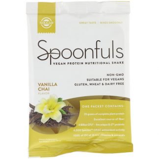 Solgar, Spoonfuls、ビーガンプロテイン栄養シェイク、バニラチャイ、41g（1.4 oz） (Discontinued Item)