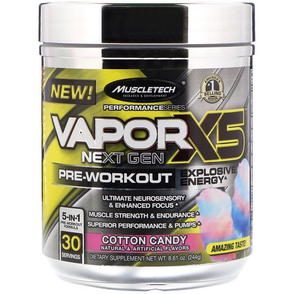Muscletech, VaporX5 Next Gen Pre-Workout, Cotton Candy, 8.61 oz (244 g) (Discontinued Item)