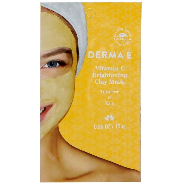 Derma E, ビタミンCブライトニングクレイマスク、ターメリック & ケール、0.35オンス (10 g)