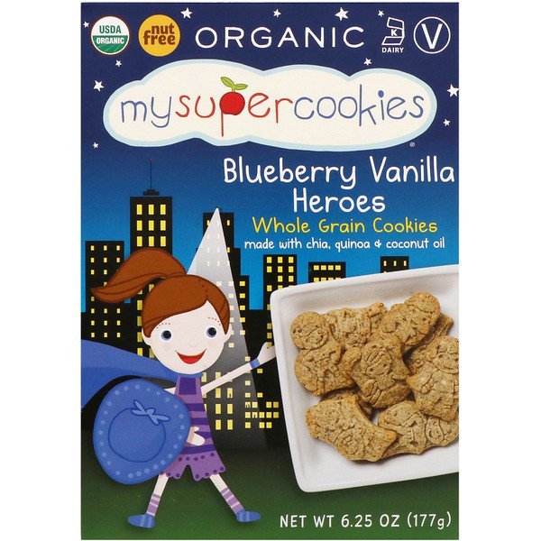 MySuperCookies, 全粒穀物クッキー、ブルーベリーバニラヒーローズ、177g(6.25 oz) (Discontinued Item)