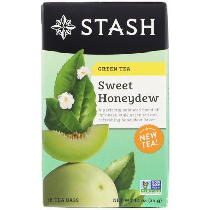 Stash Tea, 緑茶、スイートハニーデュー、18ティーバッグ、1.1オンス (34 g)